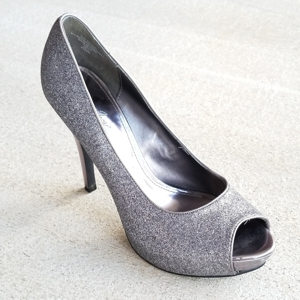 Jacqueline Ferrar Glitter Peep Open Toe High Heels